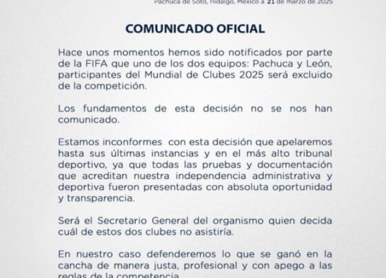 Foto colorida de comunicado do Pachuca - Metrópoles