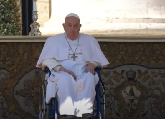 Papa Francisco faz aparição surpresa e cumprimenta fiéis